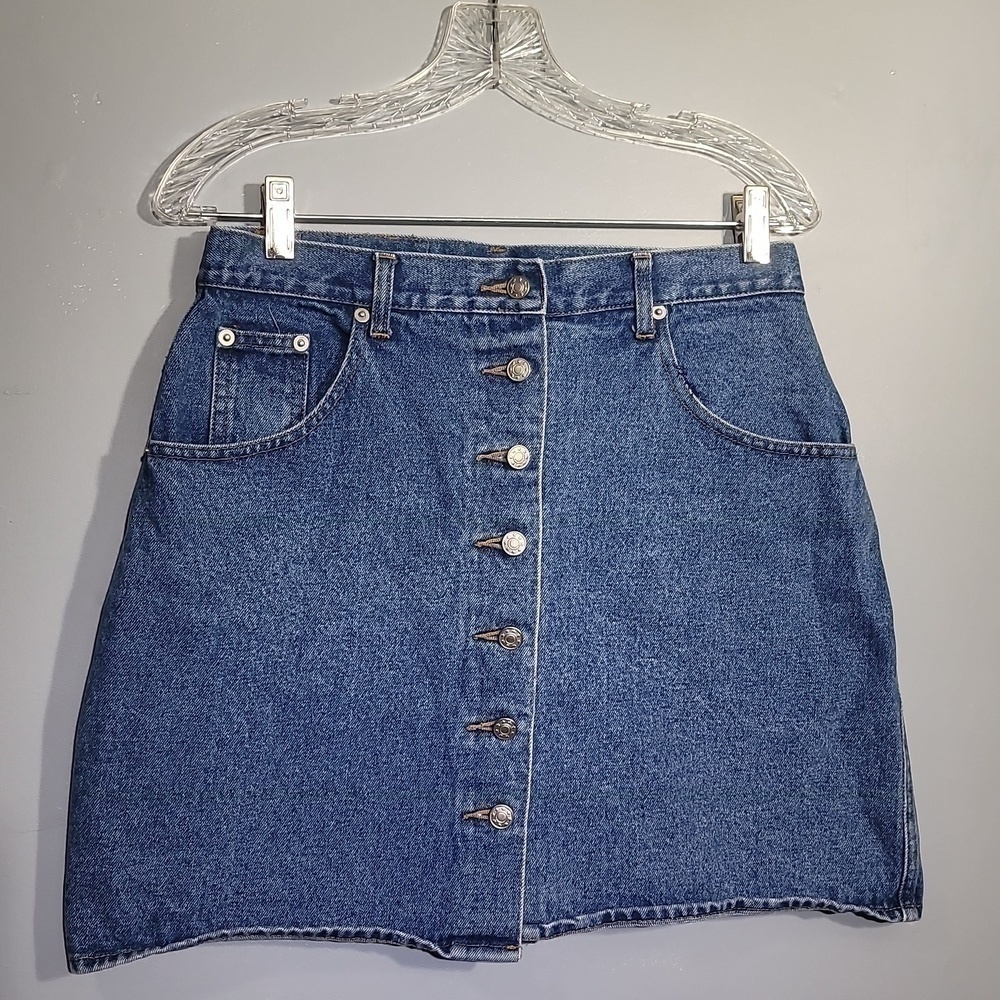 THE London Jean Vintage 90's Button Down Denim Micro Mini Skirt